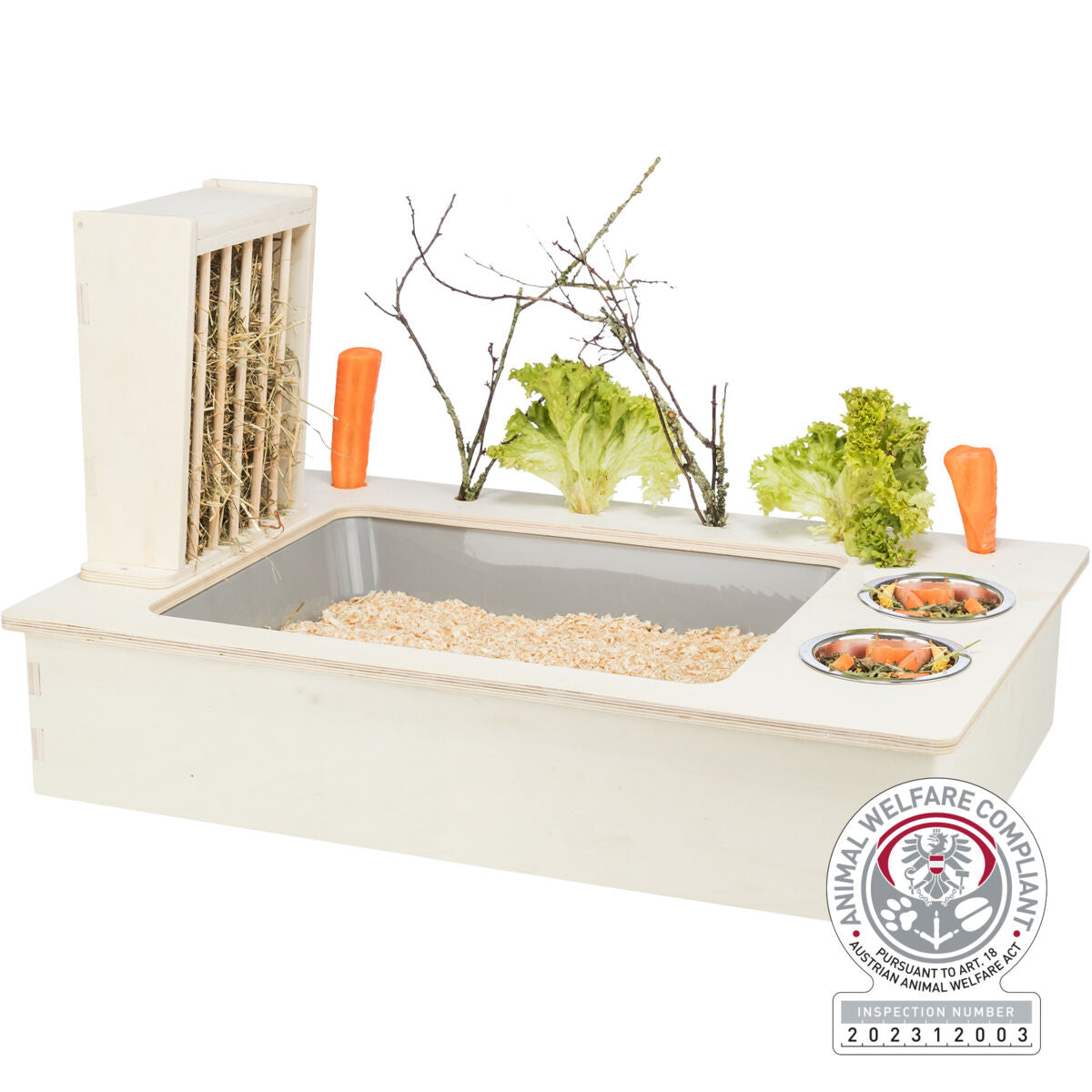 Mangiatoia tramoggia dispenser per conigli 4 fori Mangiatoia tramoggia dispenser per conigli 4 fori